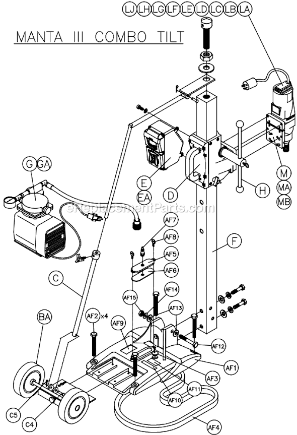 Page B Diagram and Parts List for MANTAIII  MK Diamond Electric Drill